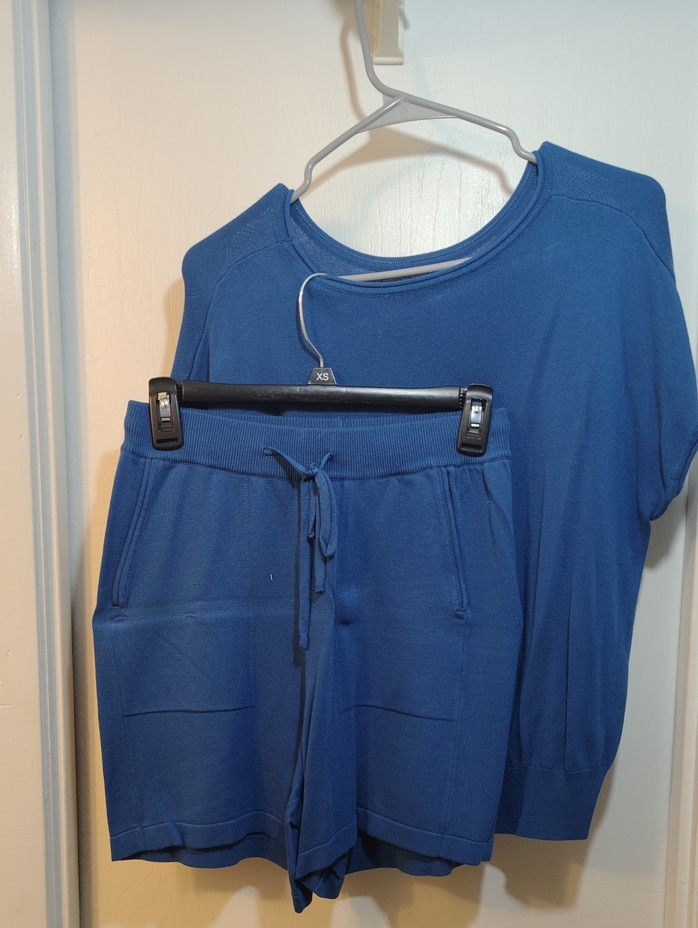 Blue Two-Piece Lounge Set - Top & Drawstring Shorts